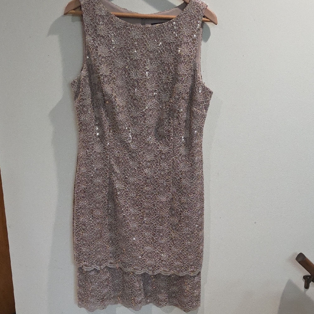 Alex Evenings Rose Gold Sequin Midi Dress